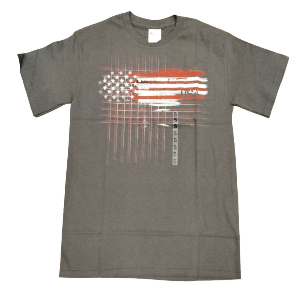 Patriotic USA Flag Unisex Deep Gray NEW Short Sleeve Crewneck Tee